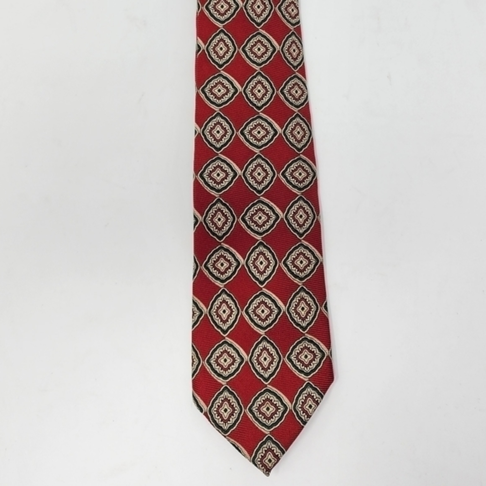 Polo by Ralph Lauren Men's 100% Silk Made In‎ USA Red Pattern Tie
